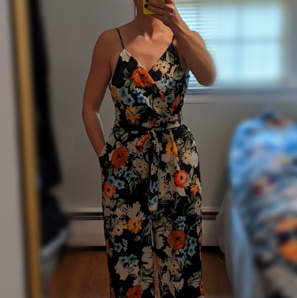 Anthropologie floral jumpsuit